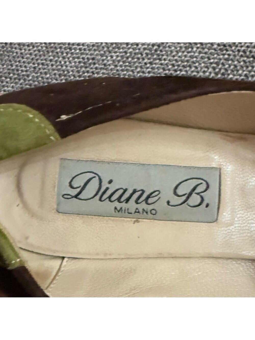 Women’s Diane B Milano Suede Green Brown Shoes Vintage Italy 38.5 Used - Picture 14 of 16